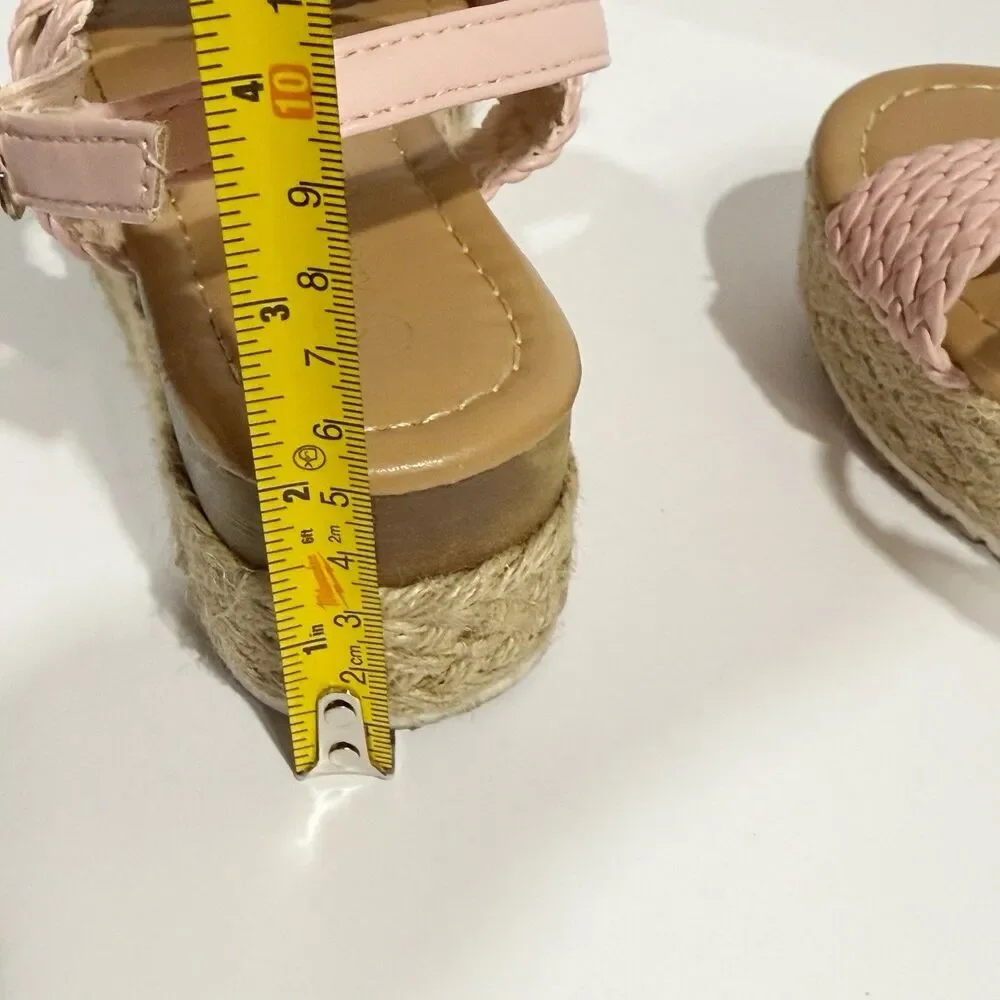 Adrienne Vittadin Girls Pink Braided Wedge Sandals Size 12 Little Kid Espadrille